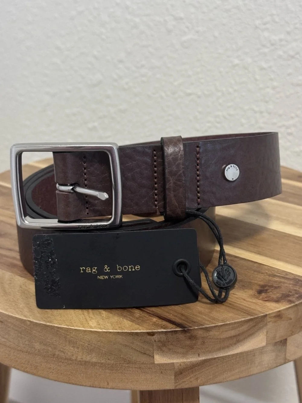 NWT Rag & Bone Rugged Leather Belt in Espresso 38W